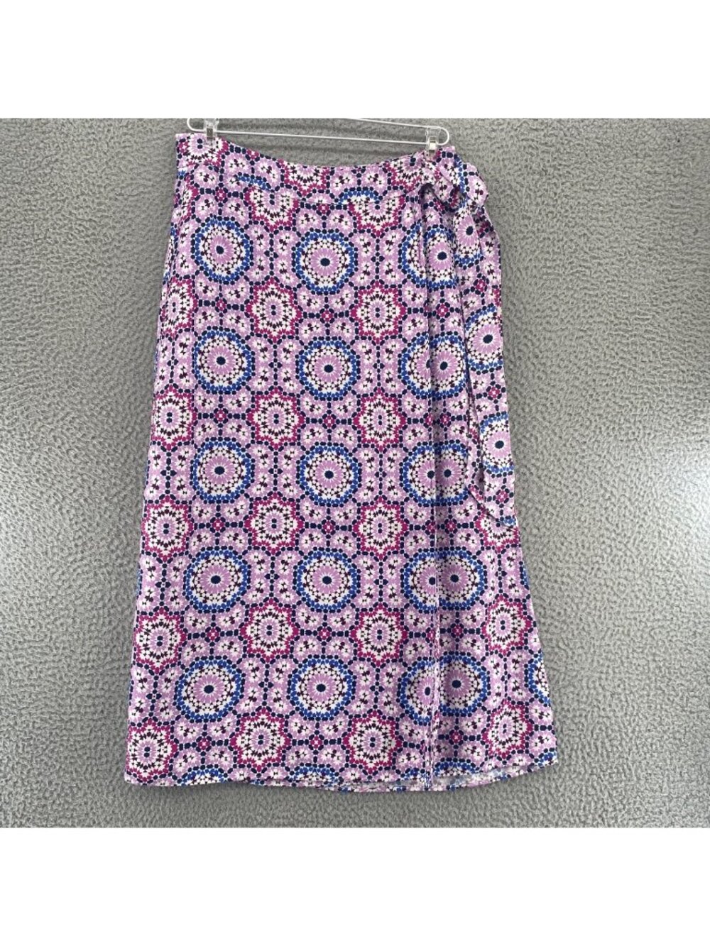 LOFT Skirt Womens 4 Pink Multi Floral Linen Blend Maxi Wrap Tied A Line Casual